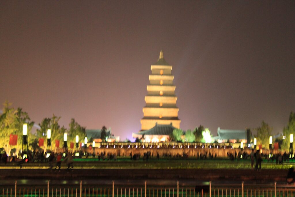 Daytime view of Big Wild Goose Pagoda for a Xi'an city stop