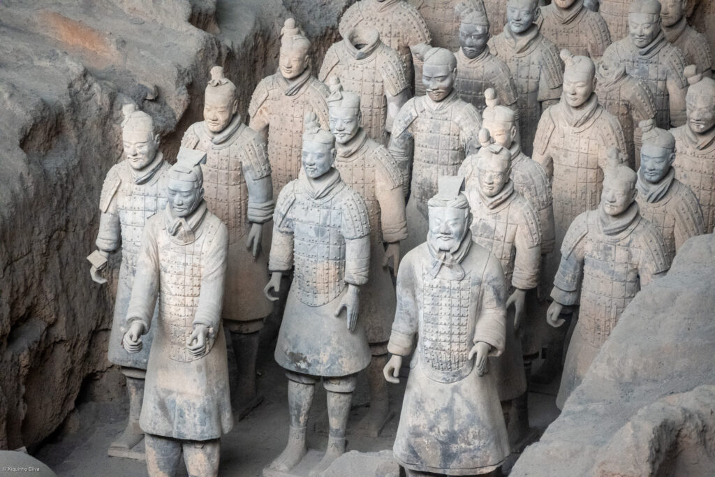 Covered Terracotta Army pit during a museum visit