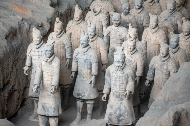 Covered Terracotta Army pit during a museum visit