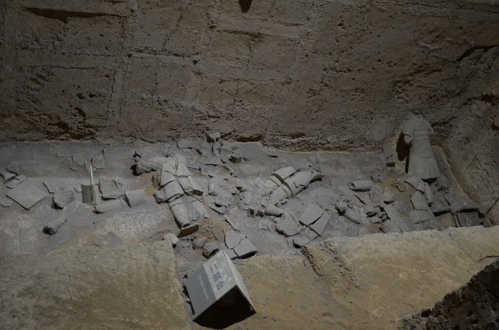 Terracotta Army fragments at an excavation area awaiting restoration